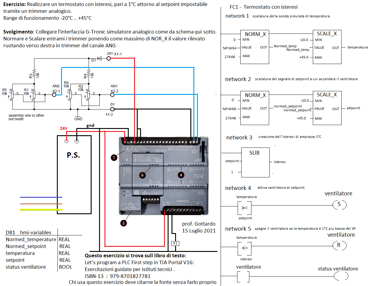 Interfaccia analogica G-Tronic collegamento al PLC